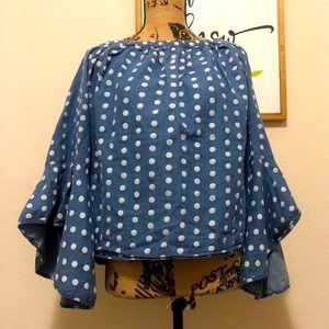 Plus size 2x polka dot flare detail off shoulder